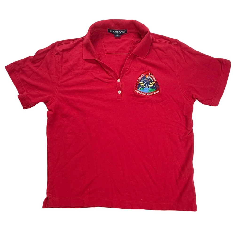 Devon & Jones Red Pima Cotton Polo Shirt XL Avionics Software ISS Space Patch